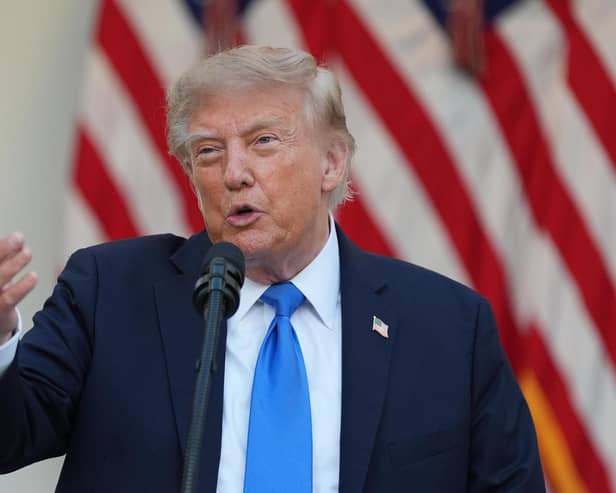 President Donald Trump speaks during an event with Republican lawmakers in the Rose Garden of the White House, Wednesday, Sept. 2, 2026, in Washington. (AP Photo/Alex Brandon)
