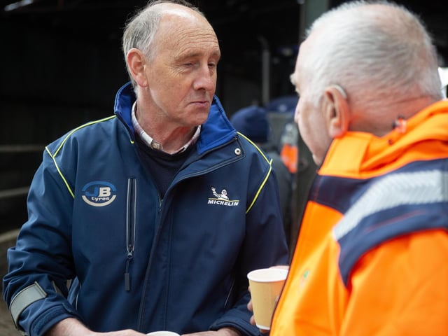 Stephen Taylor from Coleraine chats to Dessie Workman at the UGS farm walk
