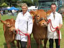 Stephen Crawford and Julie-Anne Cairns with the Limousin Cow champion and her calf at Newry Show