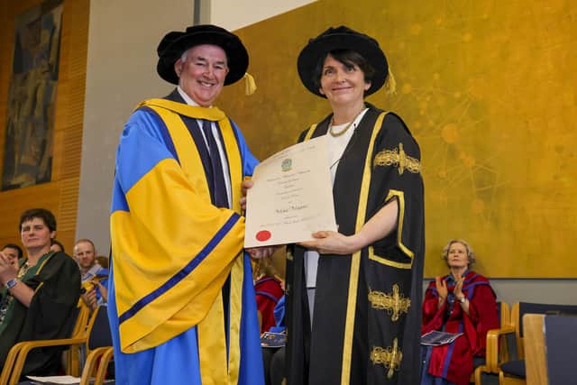 Dr Mike Magan receives his honorary Doctor of Science degree from UCD President, Professor Orla Feely. (Pic: Fennell Photography)