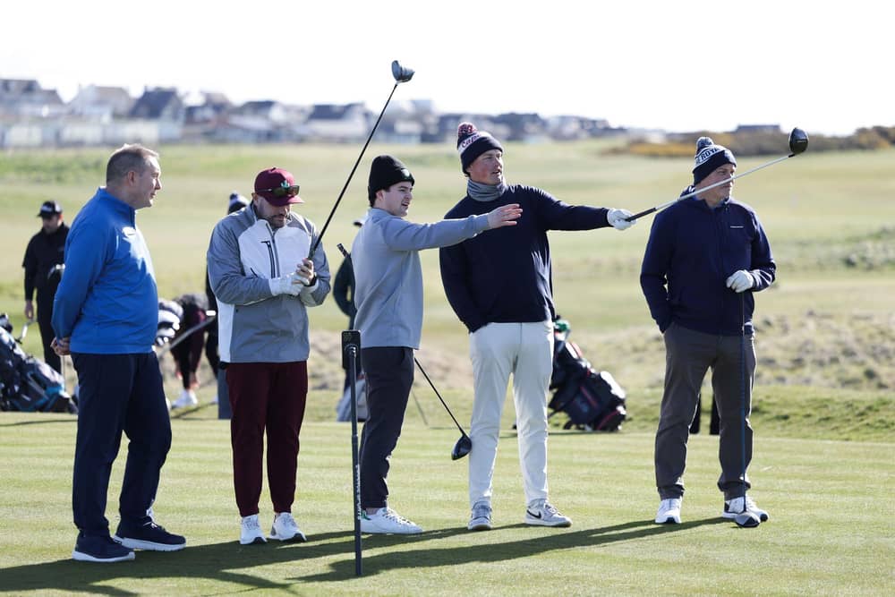A group of international golf tour operators and influencers invited by Tourism NI to sample the golf offering in the North-West ahead of The 153rd Open at Royal Portrush in July, pictured at Portstewart Golf Club.