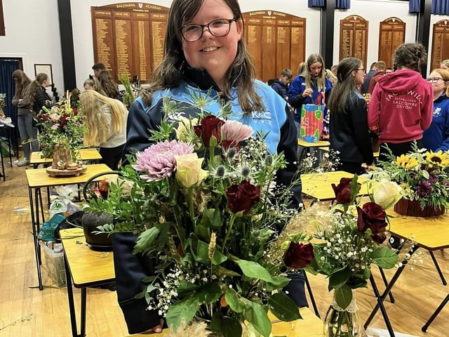 Anna McMillan who took part in the Kells and Connor YFC Antrim floral art heats. Picture: Submitted