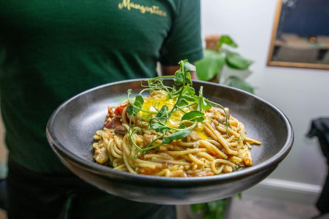 This is Not Carbonara, a plant-based version of the popular pasta dish. Picture: Habibur Rahman.