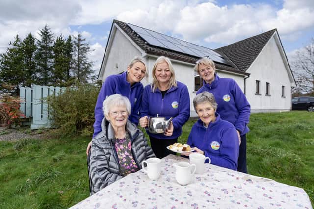 Rural Health Partnership received National Lottery funding to install solar panels on their centre in 2022. Pictured are staff, volunteers and participants at Rural Health Partnership, left to right, top row: Doreen Martin, Molly Smyth and Teresa Nugent. Left to right, bottom row: Bronagh Murphy and Bridie Teggart. Picture: Submitted