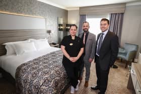 Left to right: Kate, Head Housekeeper, Kris Cunningham, General Manager at Dunsilly Hotel, Eddie McKeever, Managing Director of McKeever Hotel Group