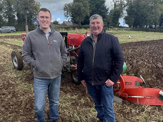 Host James Baird welcomed fellow Alderman and Listooder Ploughing Society supporter Callum Bowsie to the ploughing match on Saturday