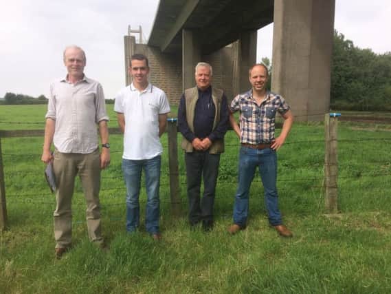 Pictured below the Humber Bridge,  (left to right) James Nelson, John Duffin, George Somerville and Allister McNeill