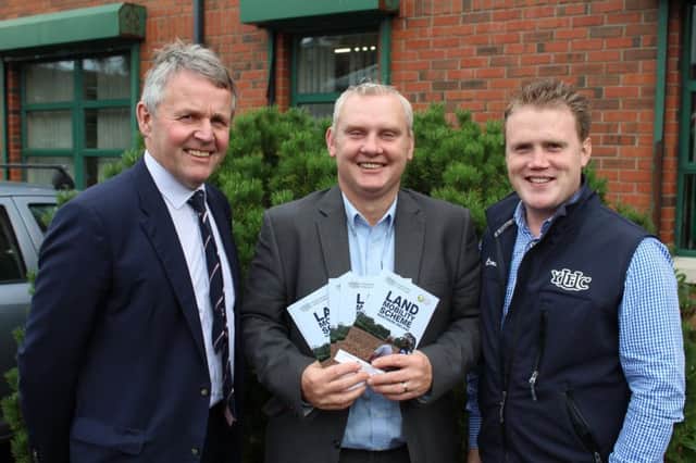Discussing plans for this year's Winter Fair and the profiling of the new Land Mobility Service: Barclay Bell, UFU President; John McCallister, the man in charge of the new programme and James Speers, YFCU President.