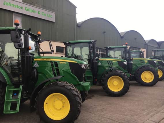 Line up of tractors at Johnston Gilpin