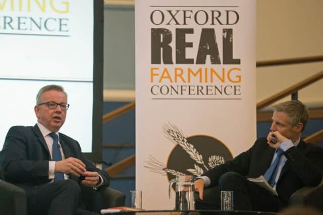Environment Secretary Michael Gove (left) and Zac Goldsmith during a Q&A session at the Oxford Real Farming Conference in Oxford. PRESS ASSOCIATION Photo. Picture date: Thursday January 4, 2018. Photo credit should read: Aaron Chown/PA Wire