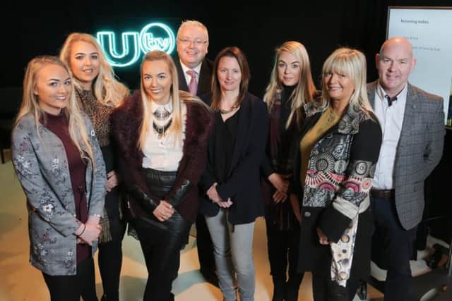 Pictured at the recent UTV 2018 programme launch are the McGovern Family from Clogher, who are taking part in this years series of Rare Breed 'A Farming Year which starts on UTV on Wednesday 10th January at 8pm.  From left to right are Orlagh, Eimear, and Caoimhe McGovern, UTV Reporter Mark McFadden who narrates the series, Kelda Crawford-McCann, Managing Director of independent production company Crawford McCann who produce the series, and Clodagh, Roisin and Sean McGovern.
