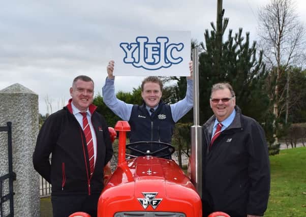 The YFCU are pleased to announce that Massey Ferguson have renewed their platinum sponsorship with the organisation. Pictured, left to right, at the Harry Ferguson Memorial Garden in Growell is Sean McAvoy, Massey Ferguson field technical manager, YFCU president James Speers and Campbell Scott, director, marketing services and PR, Massey Ferguson EME