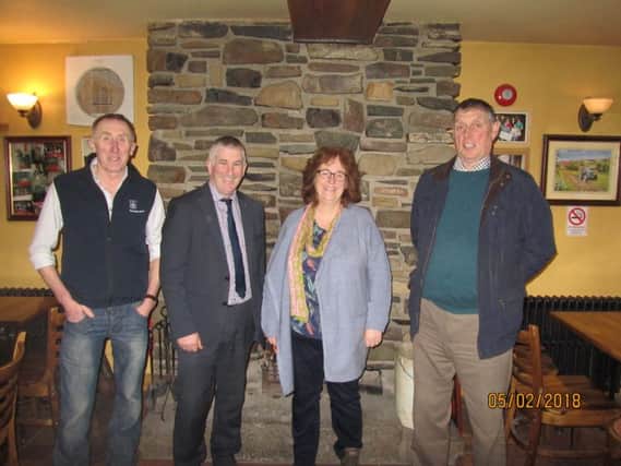 John Milligan (outgoing chairman) with Victor Chestnutt (UFU Vice President), Fiona Patterson (Group Manager) and John Mercer (incoming group chairman)