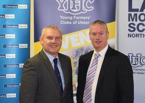 YFCU and UFU land mobility manager John McCallister is pictured with Danske Banks Seamus McCormick, senior agri manager, north who will be providing support and advice on business planning and requirements to secure financial support from the bank at the Land Mobility Roadshow which will be taking place next Thursday evening (15th February) at CAFREs Greenmount campus.