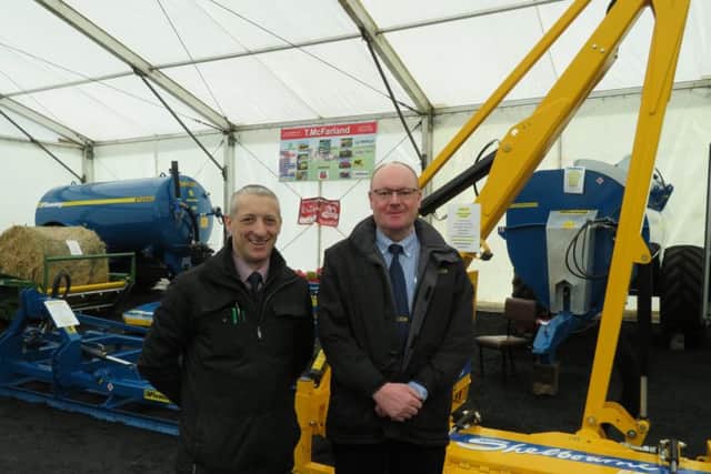Aaron McFarland ( T. McFarland ) and Bryan Hunter ( Fleming Agri. ) pictured at the recent 2018 Fintona show.