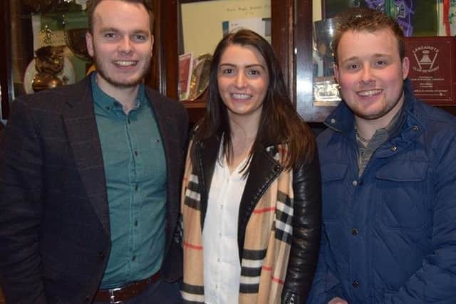 Drew Mills, Rachel Mills and Stephen Crawford pictured at the club dinner