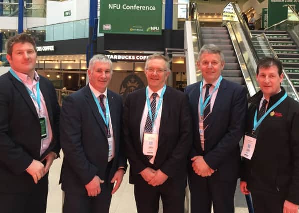 Pictured (left to right): UFU Policy Manager James McCluggage, UFU deputy president Victor Chestnutt, UFU deputy president Ivor Ferguson, UFU president Barclay Bell and UFU Chief Executive Wesley Aston.