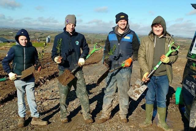 Young farmers from Killinchy YFC who planted out a new hedge on a members farm in Saintfield, as part for the One Million Trees in One Day Initiative, supported by Ulster Wildlifes Grassroots Challenge project.
