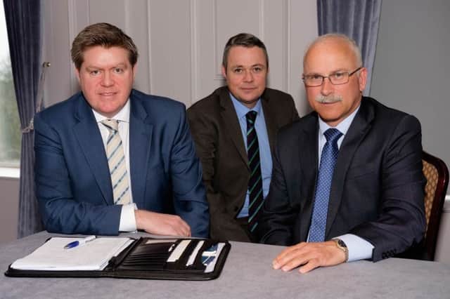 Michael McAree, left, the new President of the Northern Ireland Grain Trade Association with David Garrett, right, Vice President and Barrai McConville, Honorary Treasurer pictured at the NIGTA AGM. Photograph: Columba O'Hare/ Newry.ie