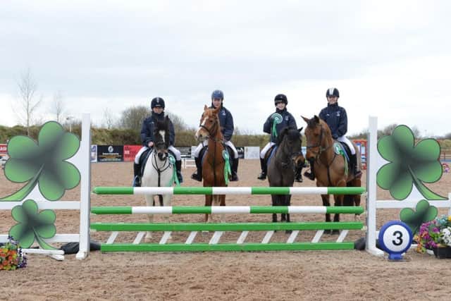 Winners of the Novice Team Jumping from Dromore High, Shannon Boville, Victoria Boville, Catherine McClelland and Emma Lutton.