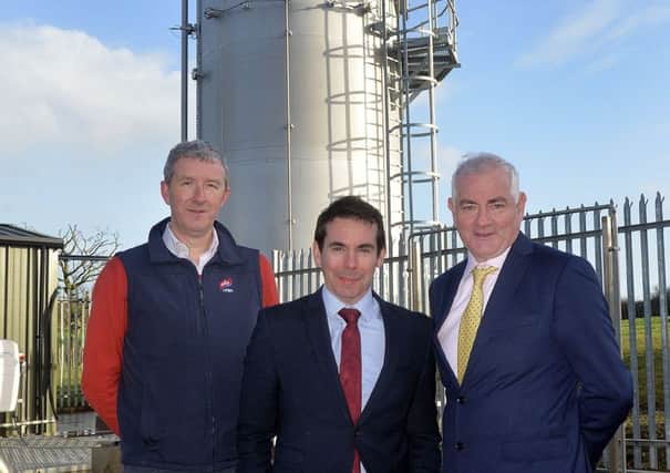 Pictured at the pioneering waste water treatment plant at ABPs Lurgan site are from left Seamus Kenny, General Manager ABP Lurgan; Michael Murray, Managing Director of NVP Energy and ABPs Sustainability Manager, John Durkan.