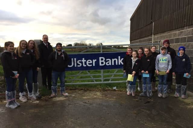 YFC members pictured with Keith Thompson, Ulster Bank at the dairy stock judging competition heat held in Co Down on Wednesday 4th April
