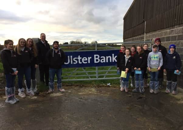 YFC members pictured with Keith Thompson, Ulster Bank at the dairy stock judging competition heat held in Co Down on Wednesday 4th April