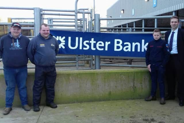 YFCU members pictured at the Co Armagh dairy stock judging heat, sponsored by Ulster Bank along with James Fox, Ulster Bank representative