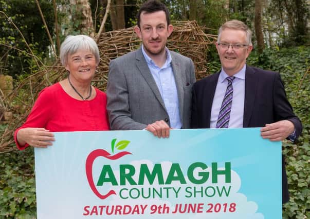Guest speaker at the launch of Armagh County Show was Ivor Ferguson, pictured here with Vice Chairman Benny Lamb and general secretary Mrs Flo McCall