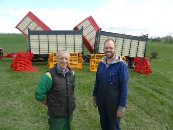 Aaron McFarland from T. McFarland Agri. Machinery, Fintona pictured with William Johnston from Johnston Bros. Engineering