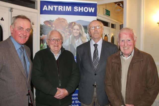 James Crawford (second from left) has been appointed Patron of Antrim Agricultural Society.  He is pictured with (from left) James Clements, President; Fred Duncan, Chairman; and Robert Wallace, Vice Chair