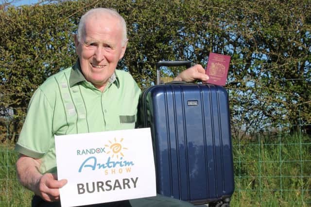 Suitcases at the ready & Robert Wallace, Vice Chair of Randox Antrim Show is pictured launching the agricultural societys new bursary where applications from participating local YFCs are to be received by 1st May.