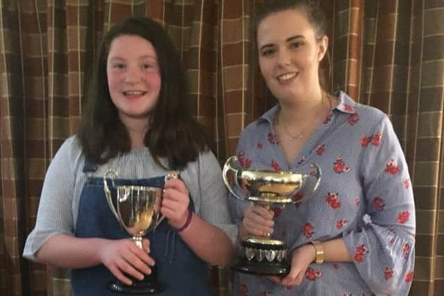 Public speaking cups: Under 16, Aoife Campbell, and over 16, Jemma Gamble