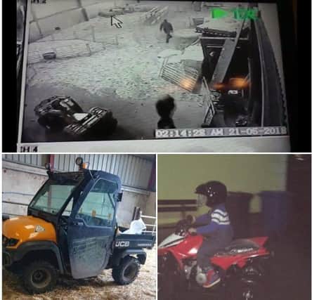 CCTV image and pictures of the items taken from Richard Beattie's farm