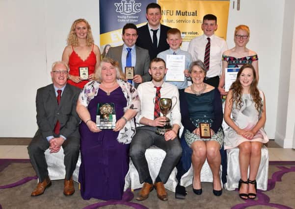 Newtownards YFC winners of 1st place in one act drama. Newtownards YFC also won best producers with Lynda Girvin, (front row second from left) and Karen Patton (front row, second from right) picking up the 2018 plaque. Joy Dalzell Newtownards (back row, far left) was awarded most promising actress and Andrew Patton (back row, second from left) won most promising actor