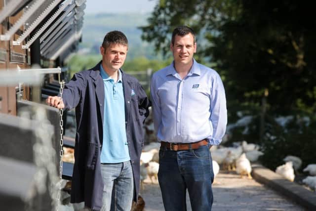 Moy Park grower Mark Singleton and Shane McDonald, Free Range Farm Compliance Manager, Moy Park.