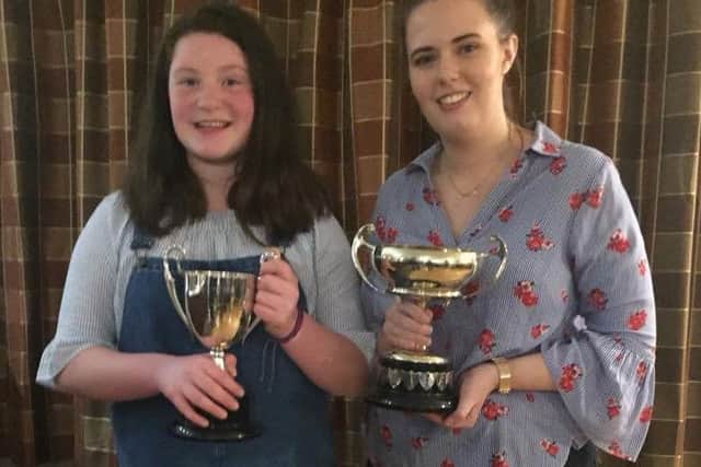 Public speaking cups: Under 16 Aoife Campbell and over 16 Jemma Gamble