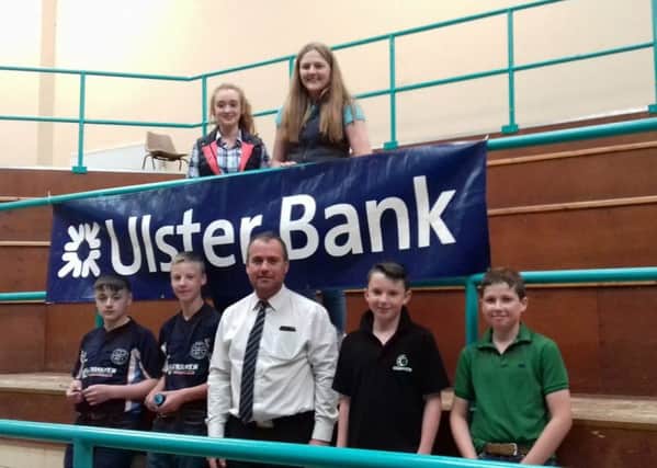 YFCU members pictured with Ulster Bank representative, Connor McNeill at the Co. Antrim beef and sheep stock judging heats which were held at Ballymena Mart on Tuesday 5th June