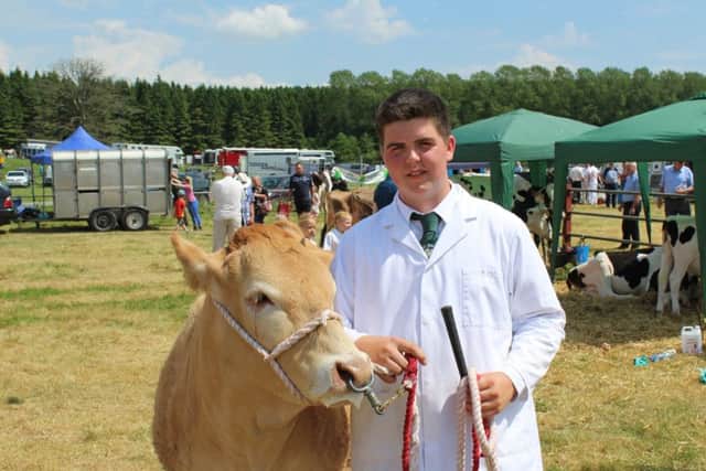 Gary McClelland, from Kilcoo in Co Down, enjoyed a great day-out with his Blonde heifer Moneyscalp Marge at this year's Armagh Show