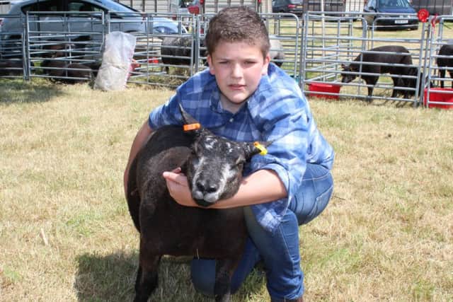 Bailey Smyth, from Strabane, with a Blue Texel ewe lamb at Armagh Show 2018