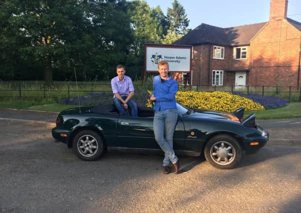 Harper Adams MEng Agricultural Engineering students Jonathan Glen, 23, from Co Cavan, Ireland, and Alan Walker, 24, from Rushden, Northamptonshire, are taking part in the notoriously tough Mongol Rally