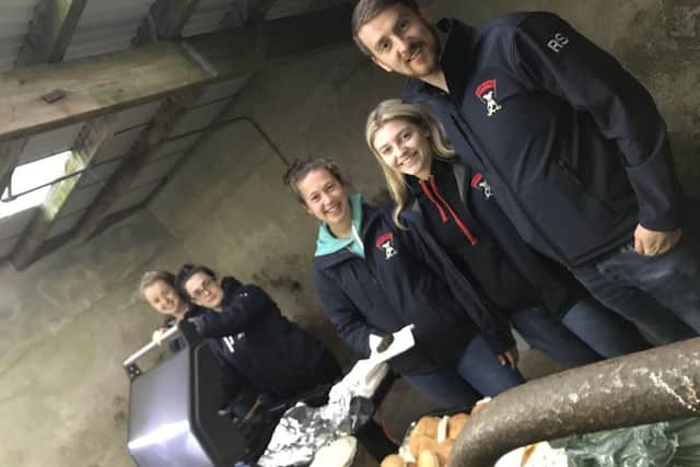 Left to right: Judith Laughlin, Lucinda Thompson, Jill Halliday, Ellen Alexander and Robert Sloan from Kilrea YFC were in charge of providing the barbecue