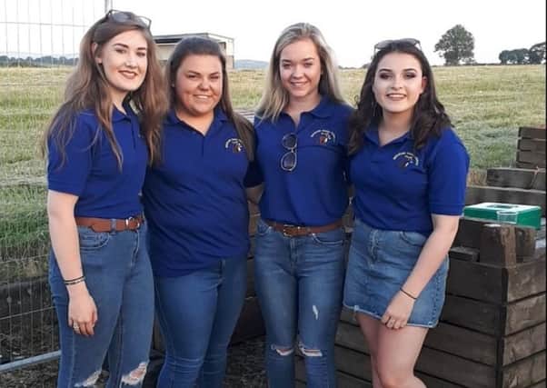 The door girls: Club secretary Courtney McAlister pictured alongside Ellie Henry, Laura Jameson and Courtney McCallister