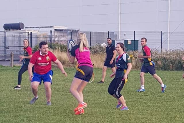 YFCU members pictured taking part in the tag rugby heats at Portadown Rugby Club