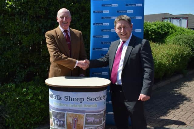 Danske Bank are sponsoring Tuesdays NI Branch Premier Export Show & Sale at Ballymena.  Pictured is representative Rodney Brown with NI Branch Chairman Joe Stewart.