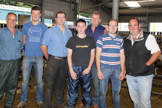 Pictured at the Irish Beltex Sheep Breeders Club annual Beltex Cross-bred Sheep Carcass Competition are, from left, Colin Barnes, John Rogers, Emmett, Carten, Jason Cunningham, Ian McCaughern, Jonathan Fenton and Seamus Kelly.