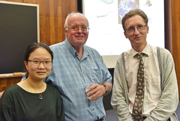 Pictured L-R, Dr Siyi Feng (AFBI Economist), Professor Bruce McCarl and Dr Myles Patton (AFBI Economist) at the lecture.