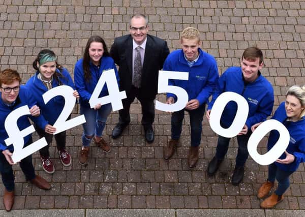 CAFRE director Martin McKendry launches the 2018-19 Bursary programme at Greenmount Campus with first year students: left to right: Foundation Degree in Horticulture students, David Jamieson, Ballymena, and Esther Thoburn, Carrickfergus, Foundation Degree in Agriculture and Technology students Clare Murray, Omagh, and Christian Wilson, Donegal, and BSc Honours Degree in Agricultural Technology students Jack Stewart, Templepatrick and Rachel Brown, Dungannon