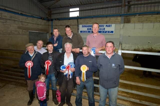 Prize winners and sponsors with Stephen Redmond of DFM at last years Blonde sucked calf sale.