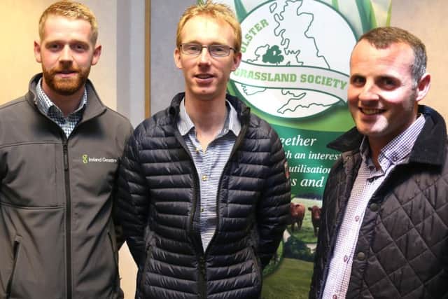 Bernard McKenna pictured at the recent UGS Dairy Seminar with speakers Reggie Lilburn and Chris Catherwood